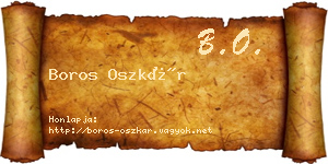 Boros Oszkár névjegykártya